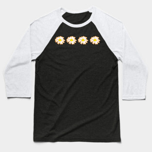 Groovy Daisy Row – Retro Floral Baseball T-Shirt
