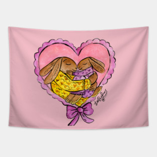 Sweetest Mother and Daughter Pajama Party!  Mommy & Me!  Mom and me! Mother's Day Super Rabbits! Tapestry