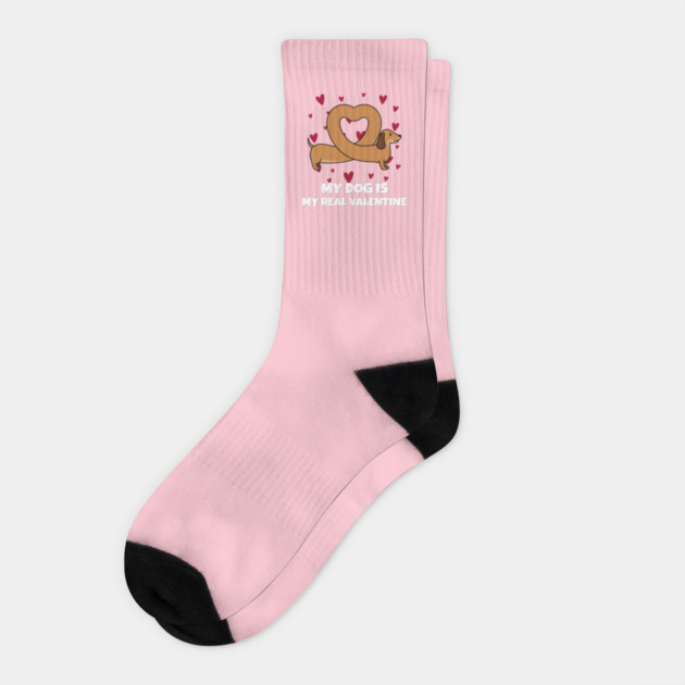 My Dog Is My Real Valentine Socks by Pixel Threads 