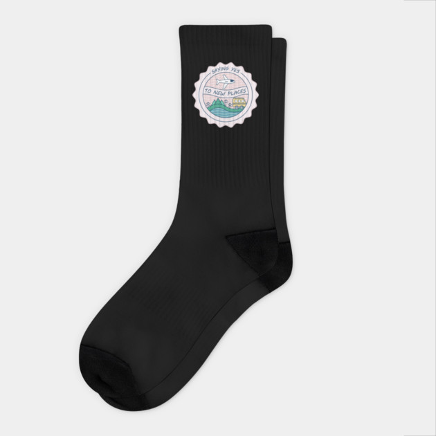 saying yes to new places Socks by DIGITAL MERCH CREATIONS