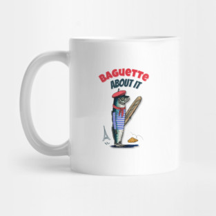 Baguette About It – French Fish Pun Design with Beret & Baguette Mug