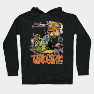 Tank Girl Comic Style Art with Retro Military Vibe Hoodie