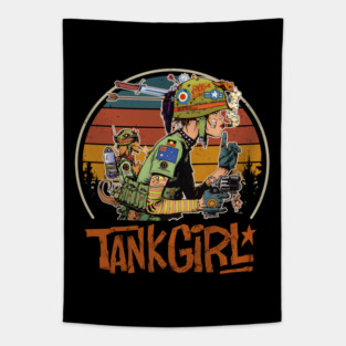 Tank Girl Comic Art with Retro Military Style and Punk Edge Tapestry