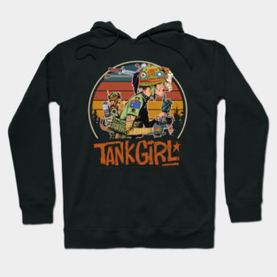 Tank Girl Comic Art with Retro Military Style and Punk Edge Hoodie
