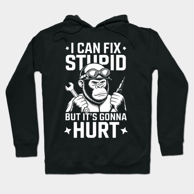 I Can Fix Stupid But It's Gonna Hurt Hoodie by MakerMind8.2