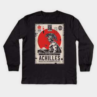 Achilles Warrior Greek Mythology Vintage Poster Kids Long Sleeve T-Shirt