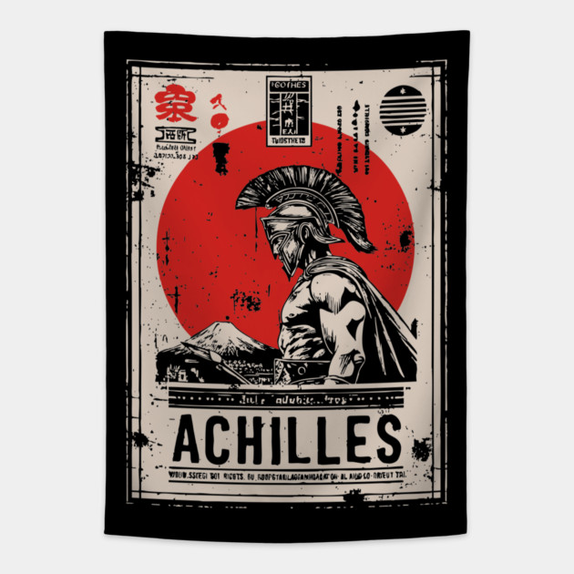 Achilles Warrior Greek Mythology Vintage Poster Tapestry by TuncGK