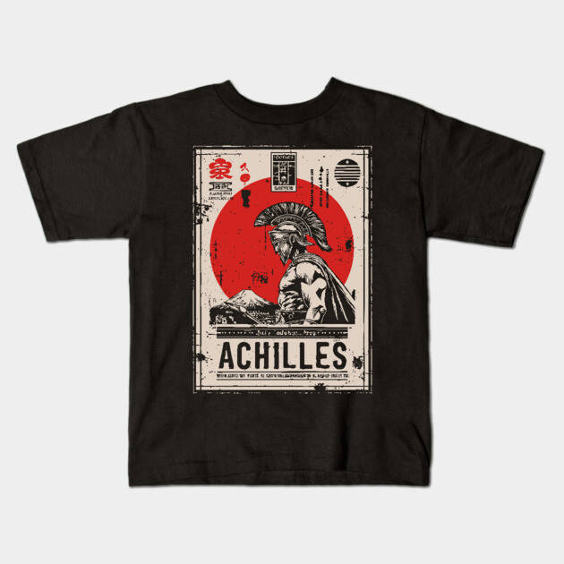 Achilles Warrior Greek Mythology Vintage Poster Kids T-Shirt by TuncGK