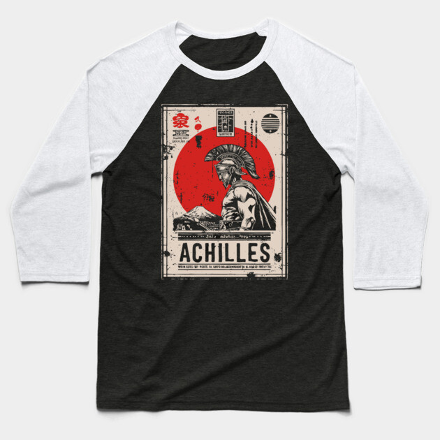 Achilles Warrior Greek Mythology Vintage Poster Baseball T-Shirt by TuncGK