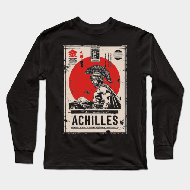 Achilles Warrior Greek Mythology Vintage Poster Long Sleeve T-Shirt by TuncGK