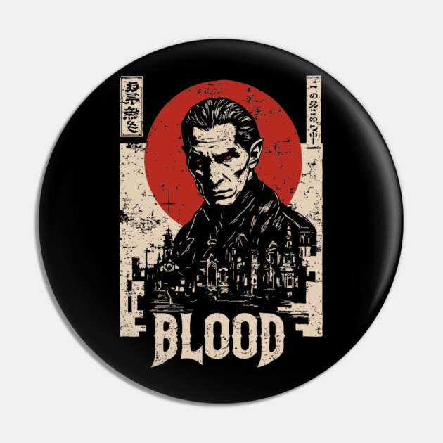 Vampire Hunter Gothic Horror Retro Japan Poster Pin by TuncGK