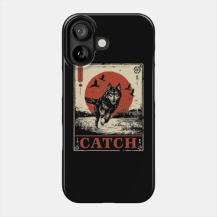 Wolf in the Wild Red Sun Japanese Retro Poster Phone Case