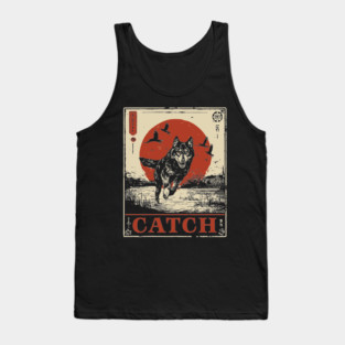 Wolf in the Wild Red Sun Japanese Retro Poster Tank Top