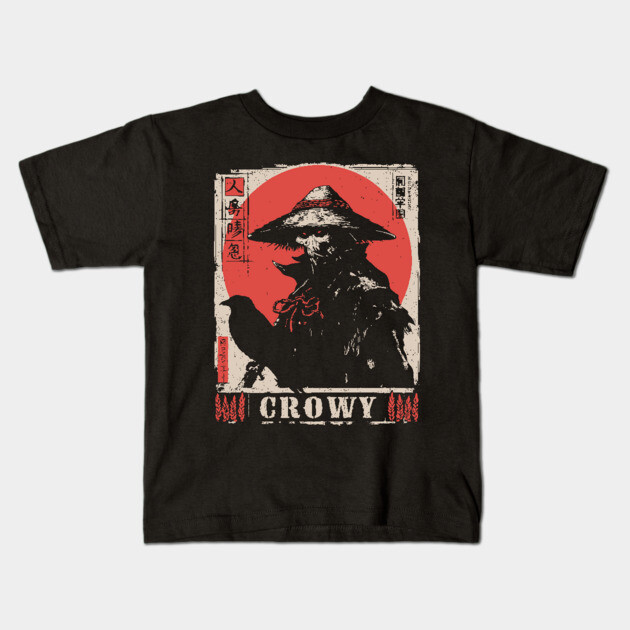 Creepy Scarecrow Raven Horror Retro Japan Poster Kids T-Shirt by TuncGK