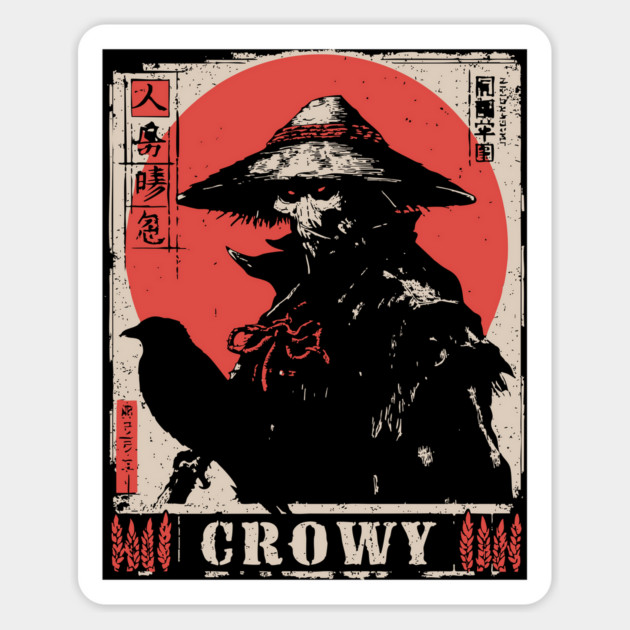 Creepy Scarecrow Raven Horror Retro Japan Poster Magnet by TuncGK