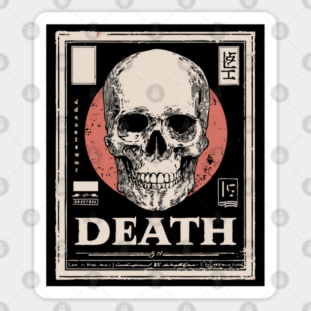Death Skull Vintage Japan Style Poster Art Sticker by TuncGK