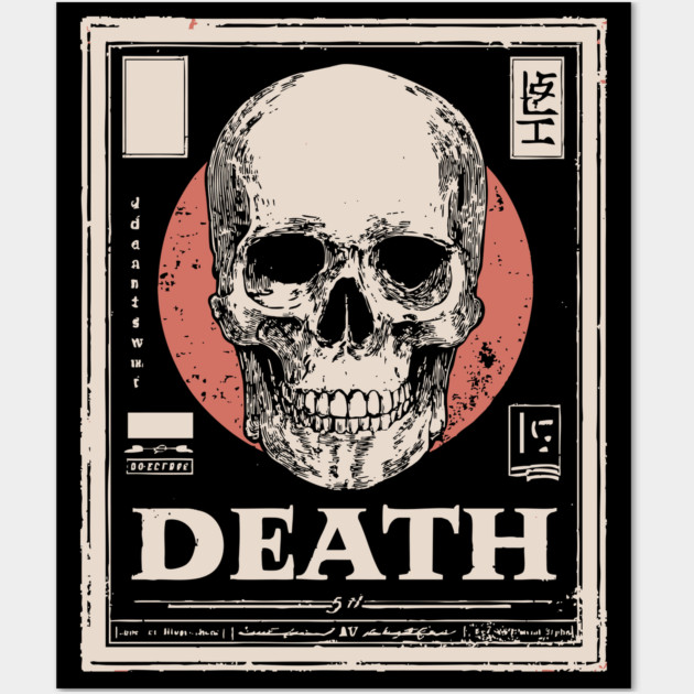 Death Skull Vintage Japan Style Poster Art Wall Art by TuncGK