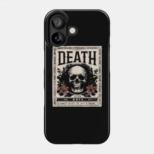Skull and Flowers Death Art in Japanese Retro Style Phone Case