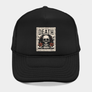 Skull and Flowers Death Art in Japanese Retro Style Hat