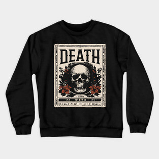 Skull and Flowers Death Art in Japanese Retro Style Crewneck Sweatshirt