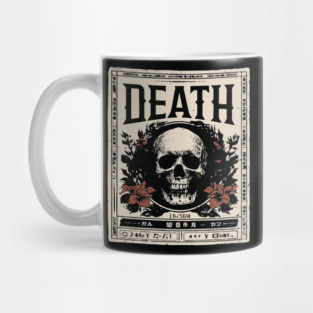 Skull and Flowers Death Art in Japanese Retro Style Mug