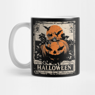 Evil Pumpkin Halloween Retro Japanese Poster Mug