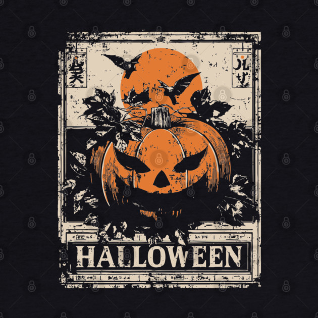 Evil Pumpkin Halloween Retro Japanese Poster by TuncGK