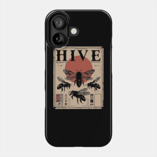 Bee Hive Invasion Retro Japanese Insect Poster Phone Case