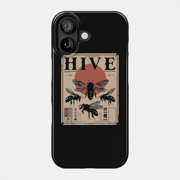 Bee Hive Invasion Retro Japanese Insect Poster Phone Case by TuncGK