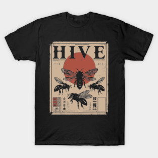 Bee Hive Invasion Retro Japanese Insect Poster T-Shirt
