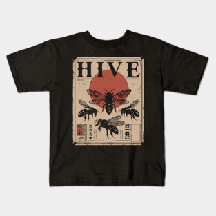 Bee Hive Invasion Retro Japanese Insect Poster Kids T-Shirt