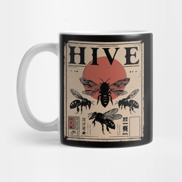 Bee Hive Invasion Retro Japanese Insect Poster by TuncGK