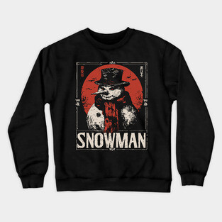 Creepy Snowman Winter Horror Retro Japanese Poster Crewneck Sweatshirt