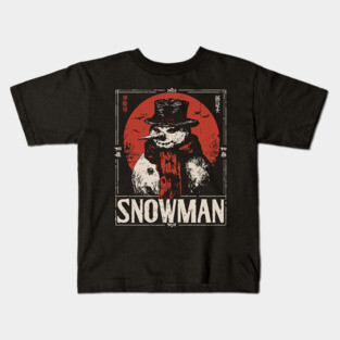 Creepy Snowman Winter Horror Retro Japanese Poster Kids T-Shirt