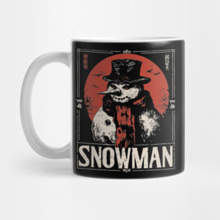 Creepy Snowman Winter Horror Retro Japanese Poster Mug