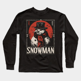 Creepy Snowman Winter Horror Retro Japanese Poster Long Sleeve T-Shirt