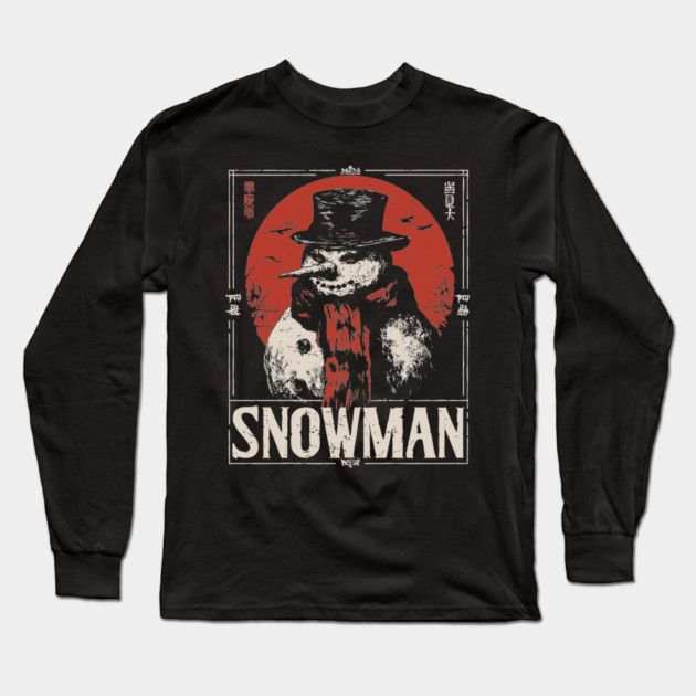 Creepy Snowman Winter Horror Retro Japanese Poster Long Sleeve T-Shirt by TuncGK