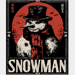 Creepy Snowman Winter Horror Retro Japanese Poster Posters and Art