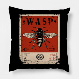 Killer Wasp Insect Horror Retro Japanese Poster Pillow