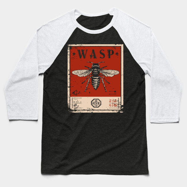 Killer Wasp Insect Horror Retro Japanese Poster Baseball T-Shirt by TuncGK