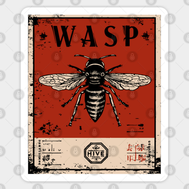 Killer Wasp Insect Horror Retro Japanese Poster Sticker by TuncGK
