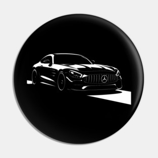 AMG GT P One Edition – Black & White Vector Art of German Supercar Pin