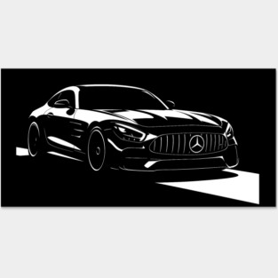 AMG GT P One Edition – Black & White Vector Art of German Supercar Posters and Art