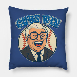 Cubs Win! Vintage Baseball Fan Art Pillow