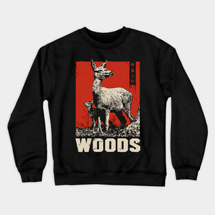 Vintage Deer and Baby in Forest Woods T-Shirt Crewneck Sweatshirt