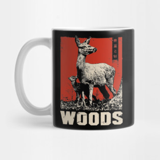 Vintage Deer and Baby in Forest Woods T-Shirt Mug
