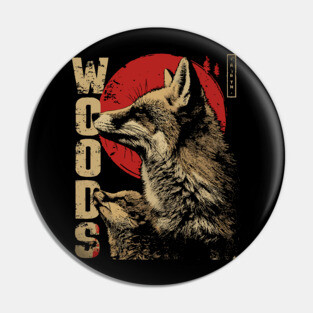 Fox and Baby in the Woods Vintage Animal Art T-Shirt Pin