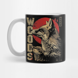 Fox and Baby in the Woods Vintage Animal Art T-Shirt Mug
