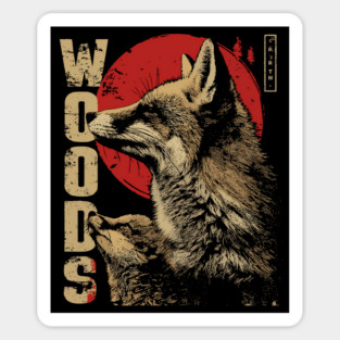 Fox and Baby in the Woods Vintage Animal Art T-Shirt Sticker