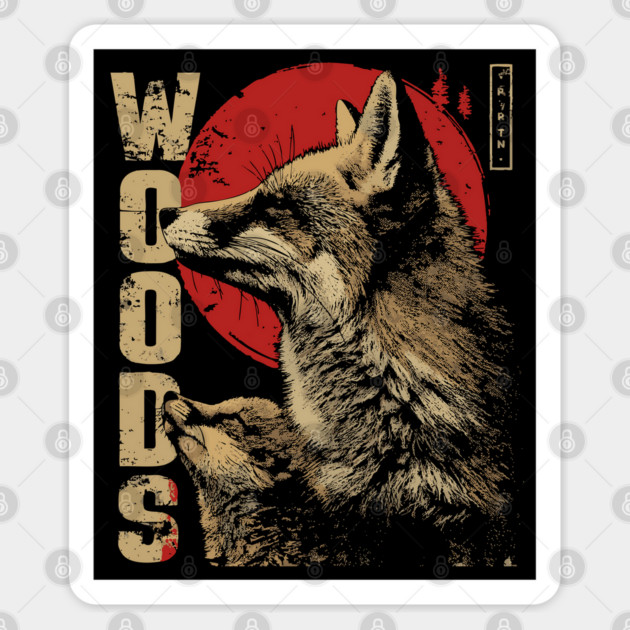 Fox and Baby in the Woods Vintage Animal Art T-Shirt Sticker by TuncGK